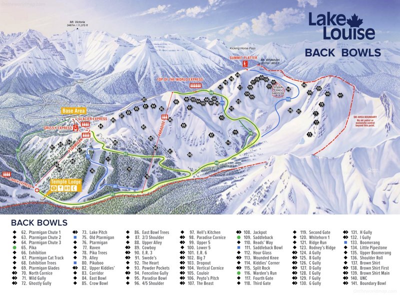 Lake Louise Ski Resort Back Bowls Piste Map