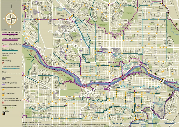 Calgary cycling map
