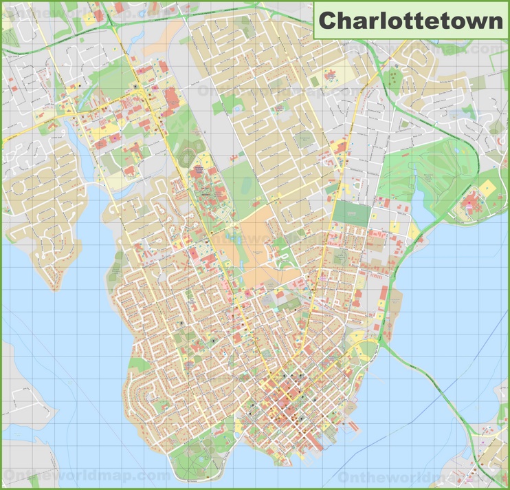 Large detailed map of Charlottetown