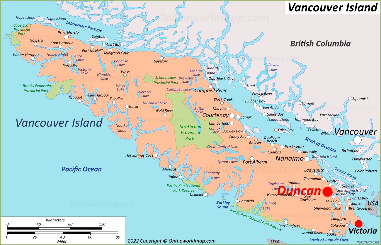 Duncan Location On The Vancouver Island Map