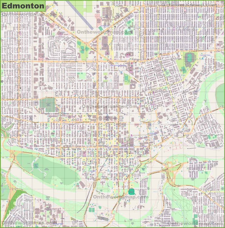 Large detailed map of Edmonton