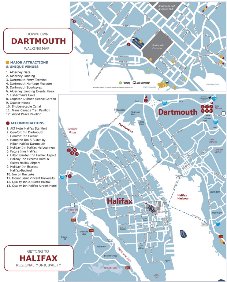 Halifax and Dartmouth tourist map
