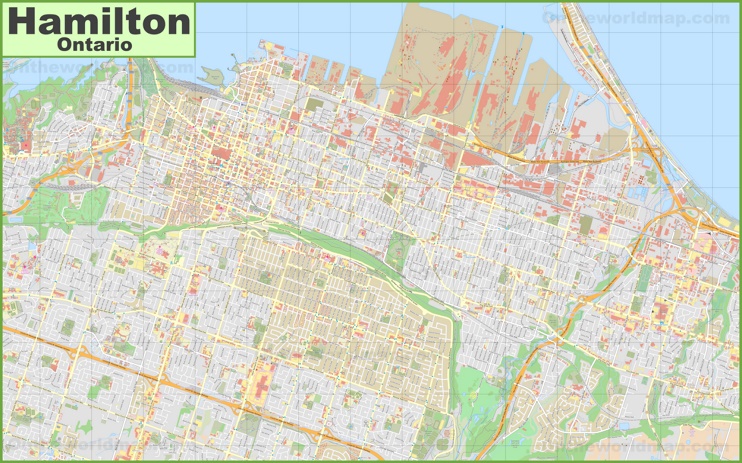 Large detailed map of Hamilton
