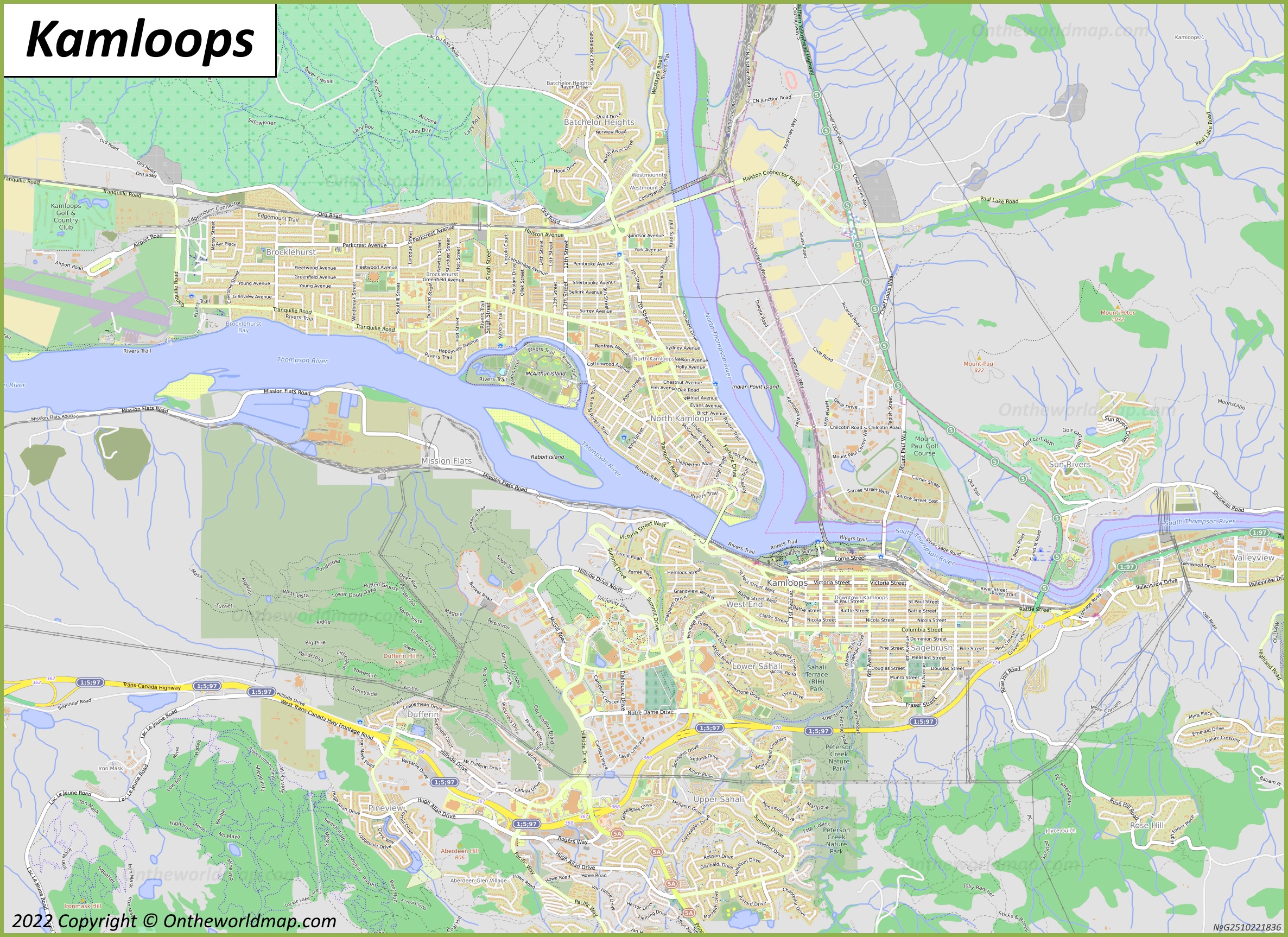 Kamloops Map | British Columbia, Canada | Detailed Maps of Kamloops