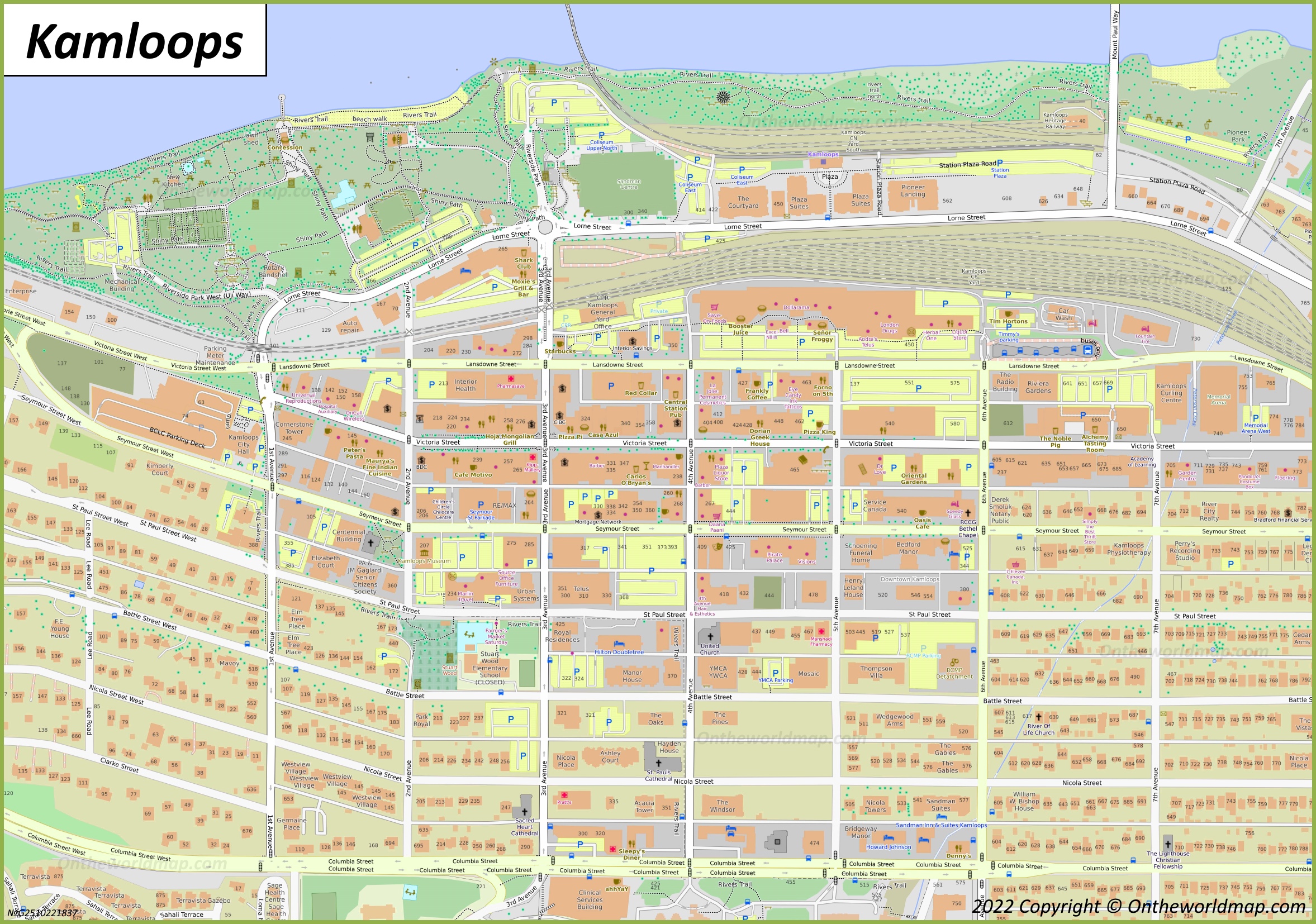 Kamloops Map British Columbia Canada Detailed Maps Of Kamloops   Downtown Kamloops Map 