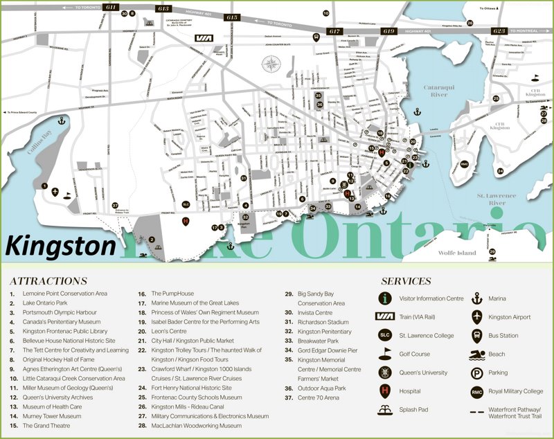 Kingston Tourist Attractions Map Max 