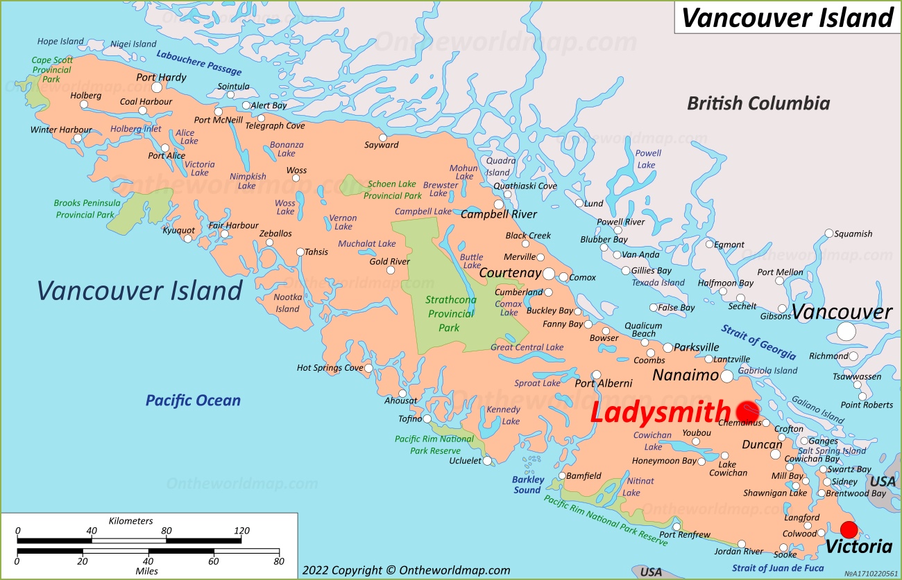 Ladysmith Location On The Vancouver Island Map