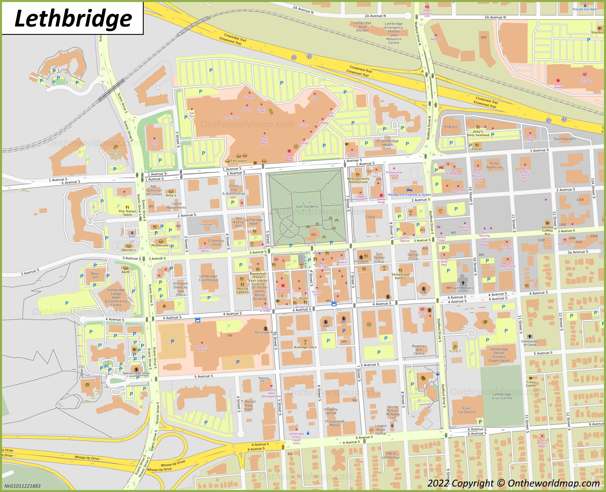 Downtown Lethbridge Map