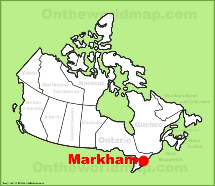Markham location on the Canada Map