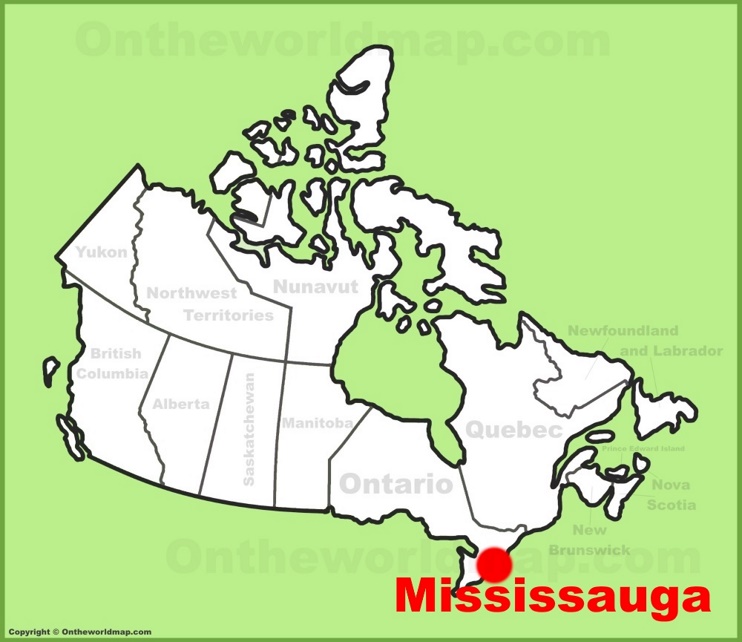 Mississauga location on the Canada Map