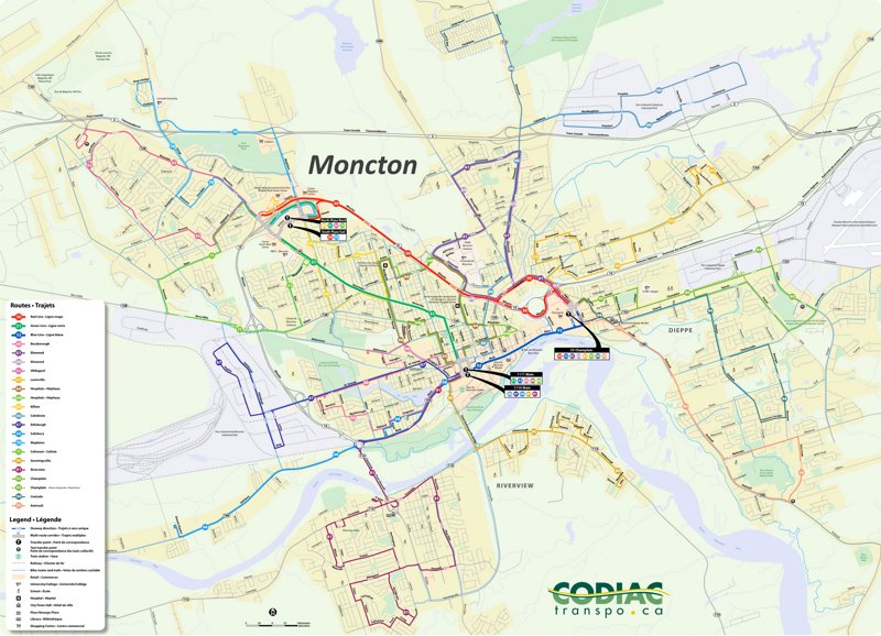 Moncton Transport Map - Ontheworldmap.com