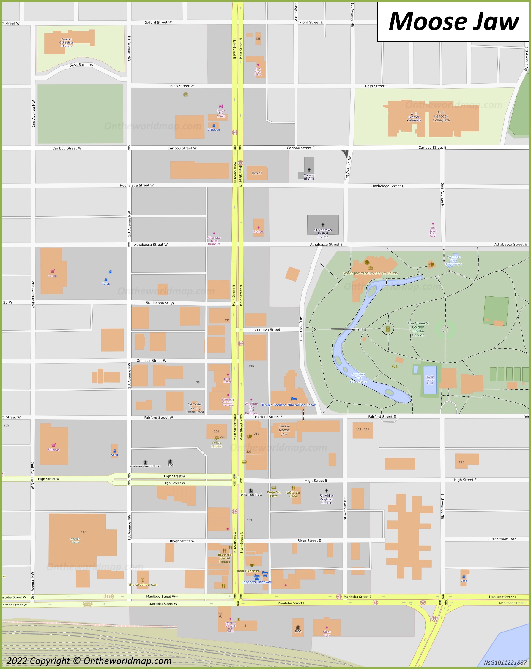 Moose Jaw Map Saskatchewan Canada Detailed Maps Of Moose Jaw   Downtown Moose Jaw Map 