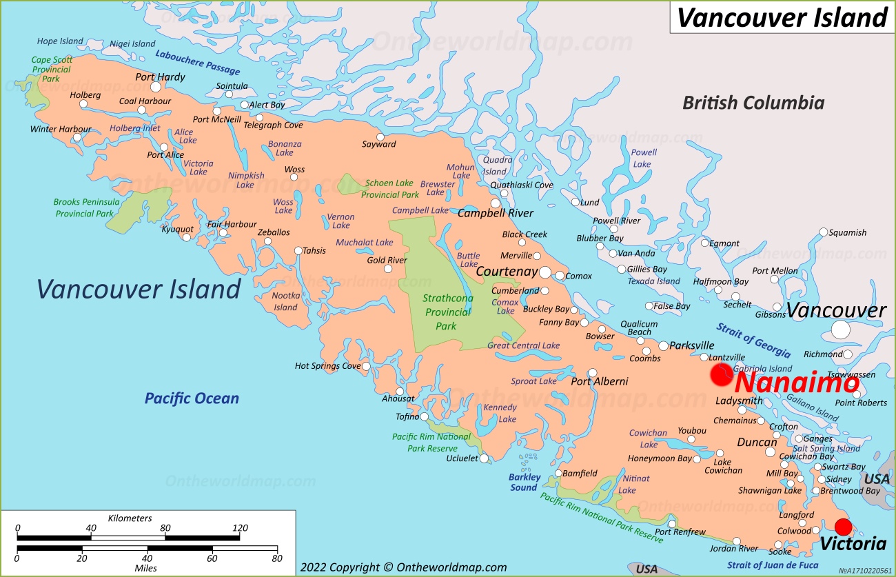 Nanaimo Location On The Vancouver Island Map