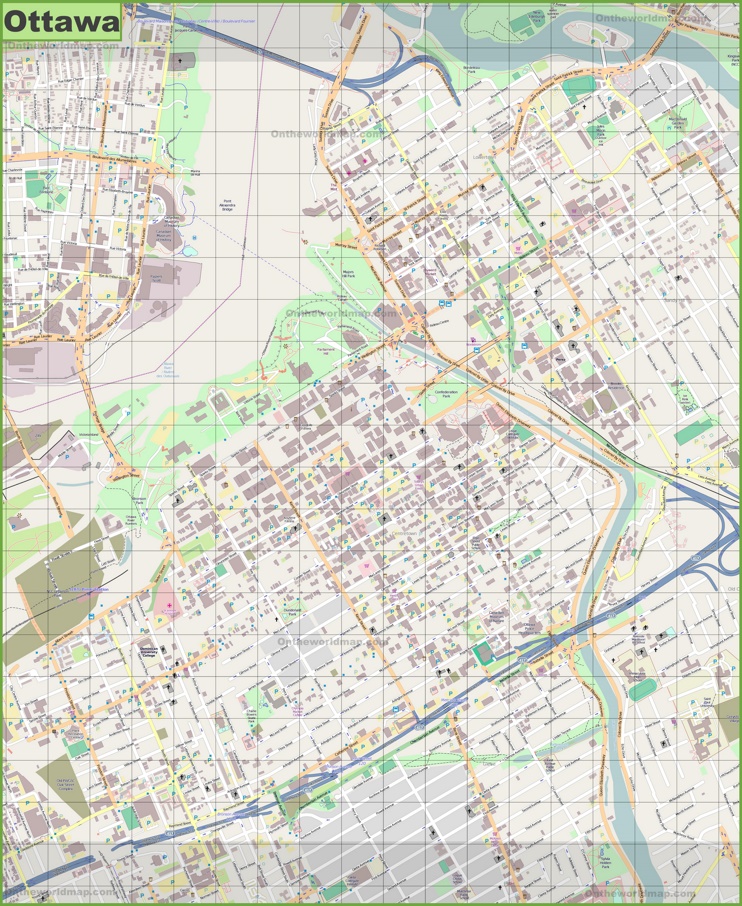 Large detailed map of Ottawa