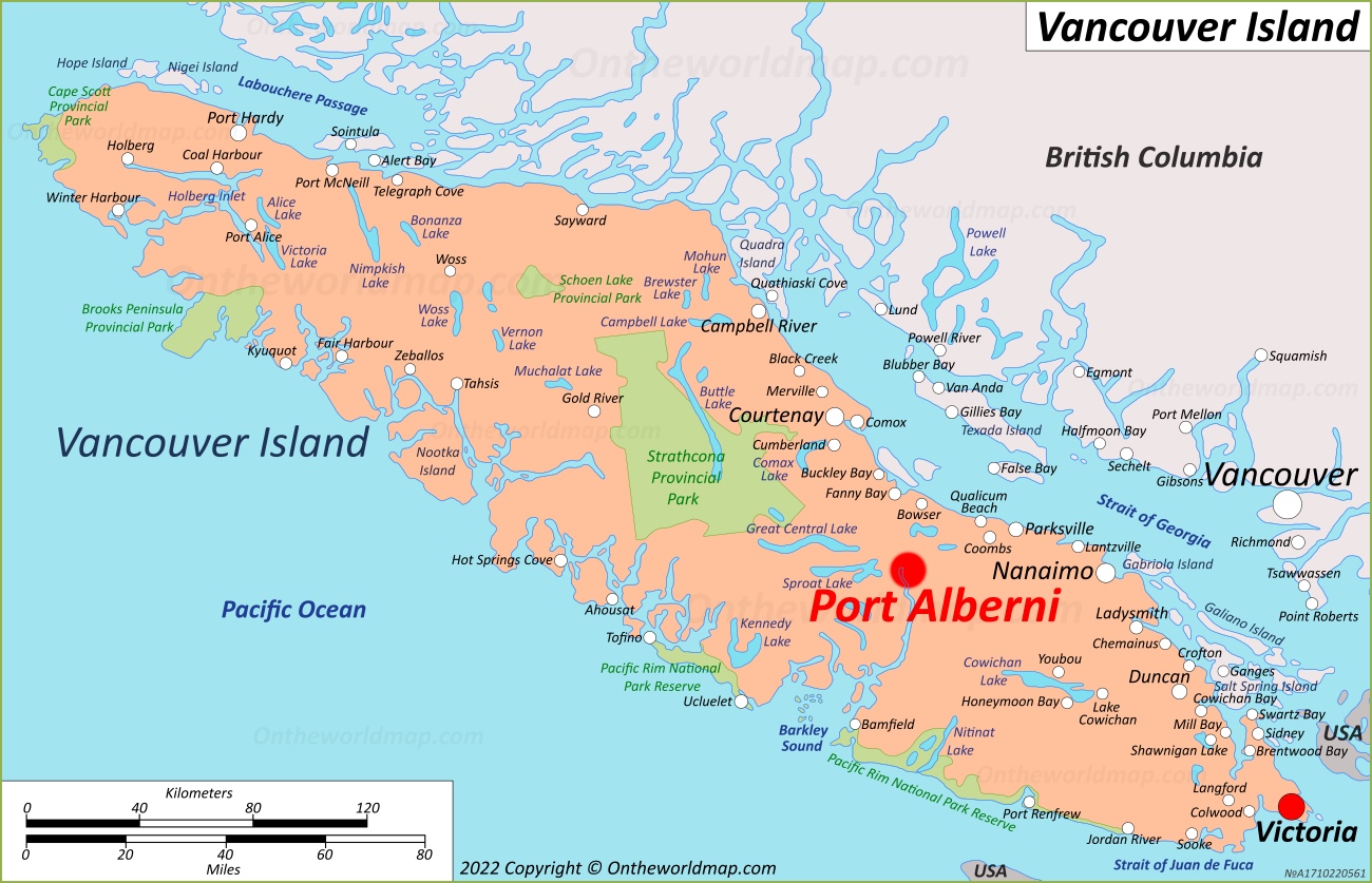 Port Alberni Location On The Vancouver Island Map