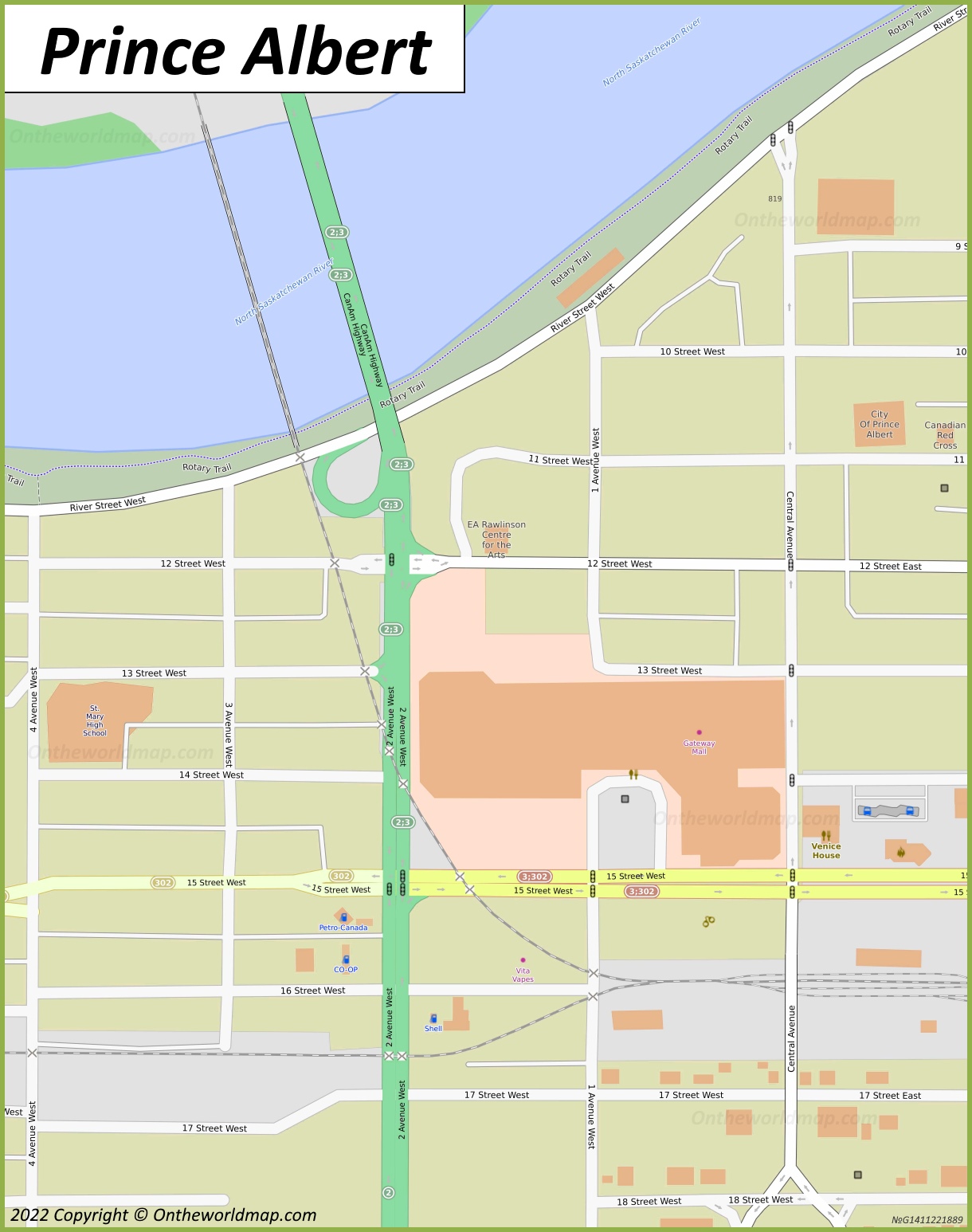 Downtown Prince Albert Map