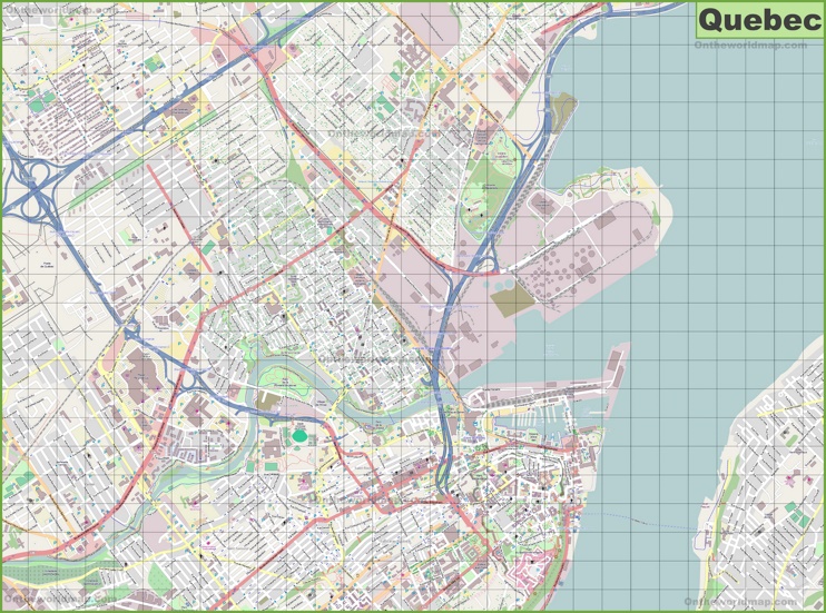 Large detailed map of Quebec City