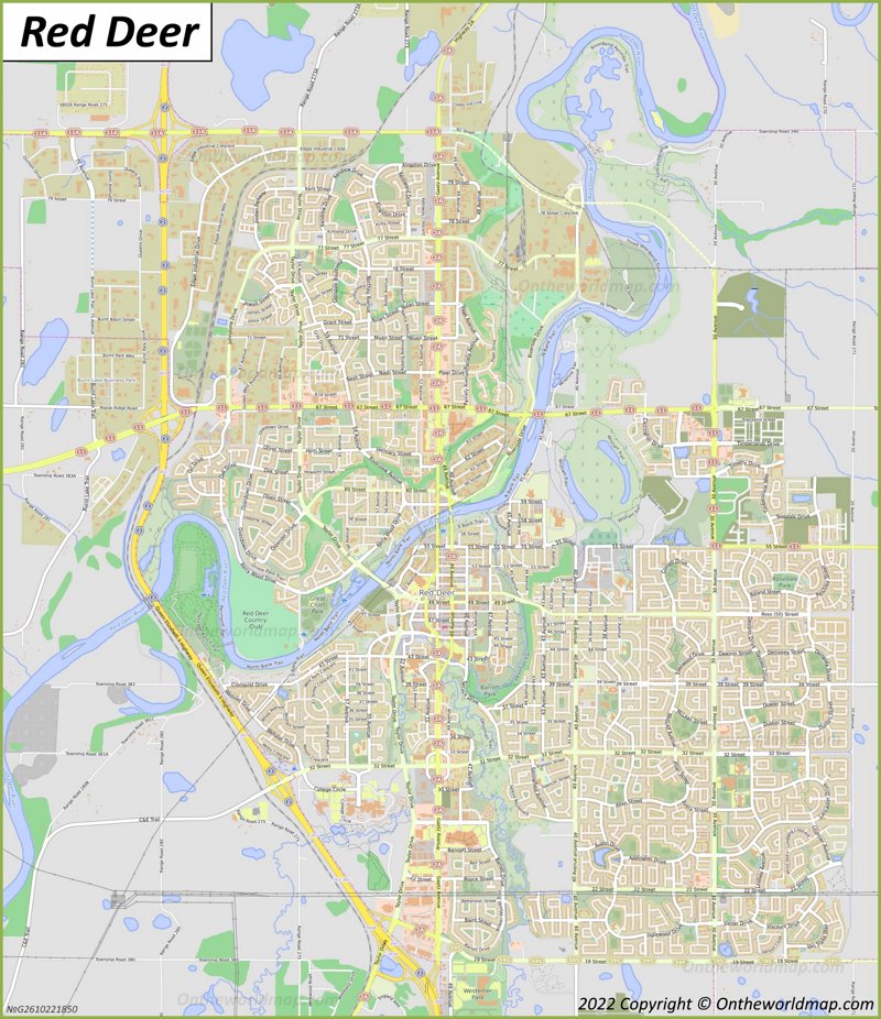 Red Deer Map | Alberta, Canada | Detailed Maps of Red Deer