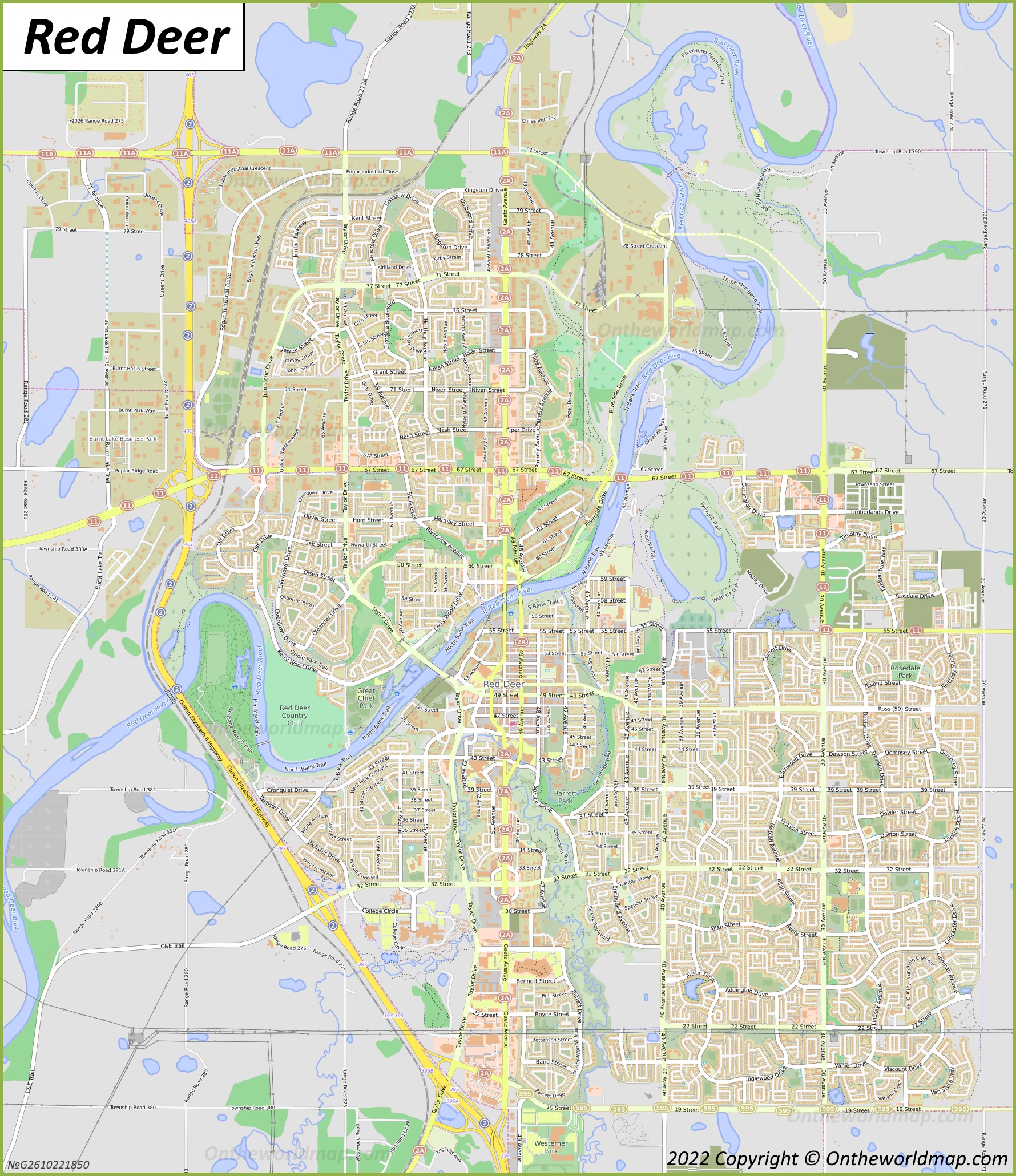 Red Deer Alberta Canada Map