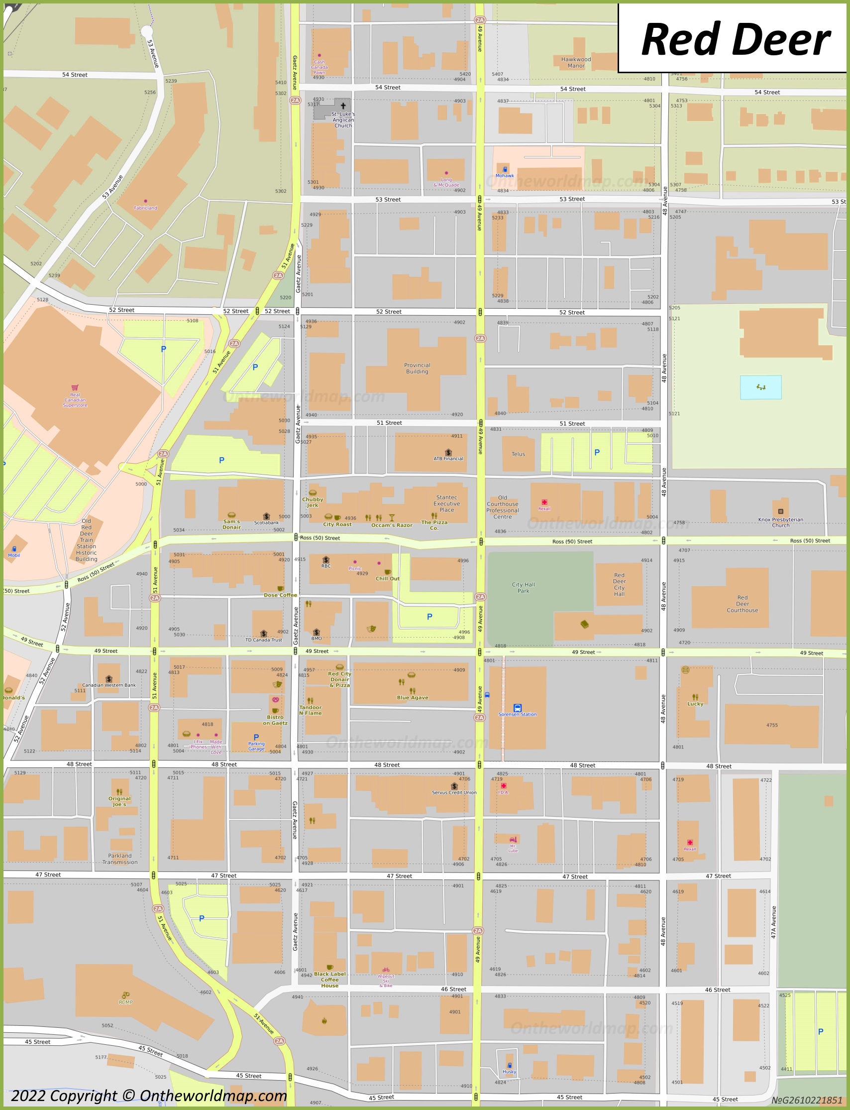Downtown Red Deer Map