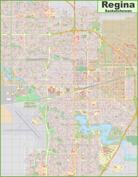 Large detailed map of Regina