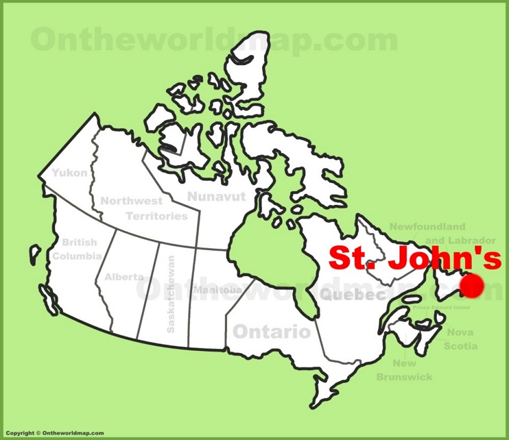 St. John's location on the Canada Map