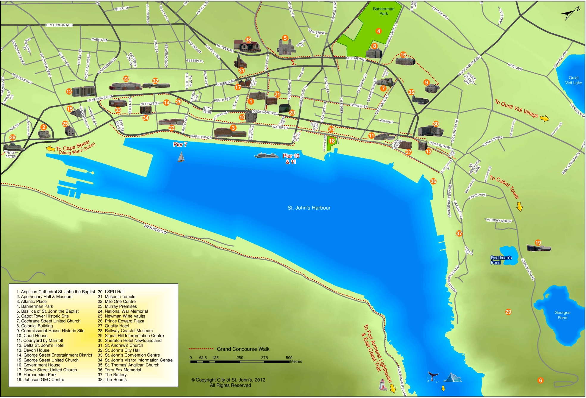 St. John's tourist attractions map - Ontheworldmap.com