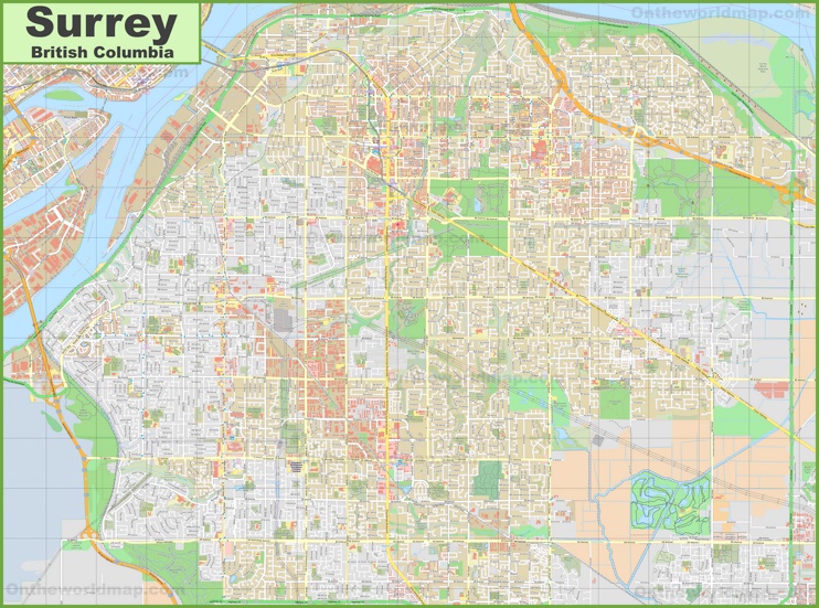Large detailed map of Surrey