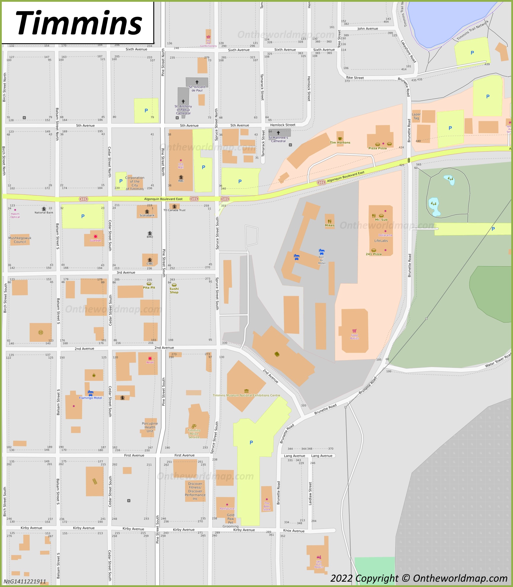 Downtown Timmins Map