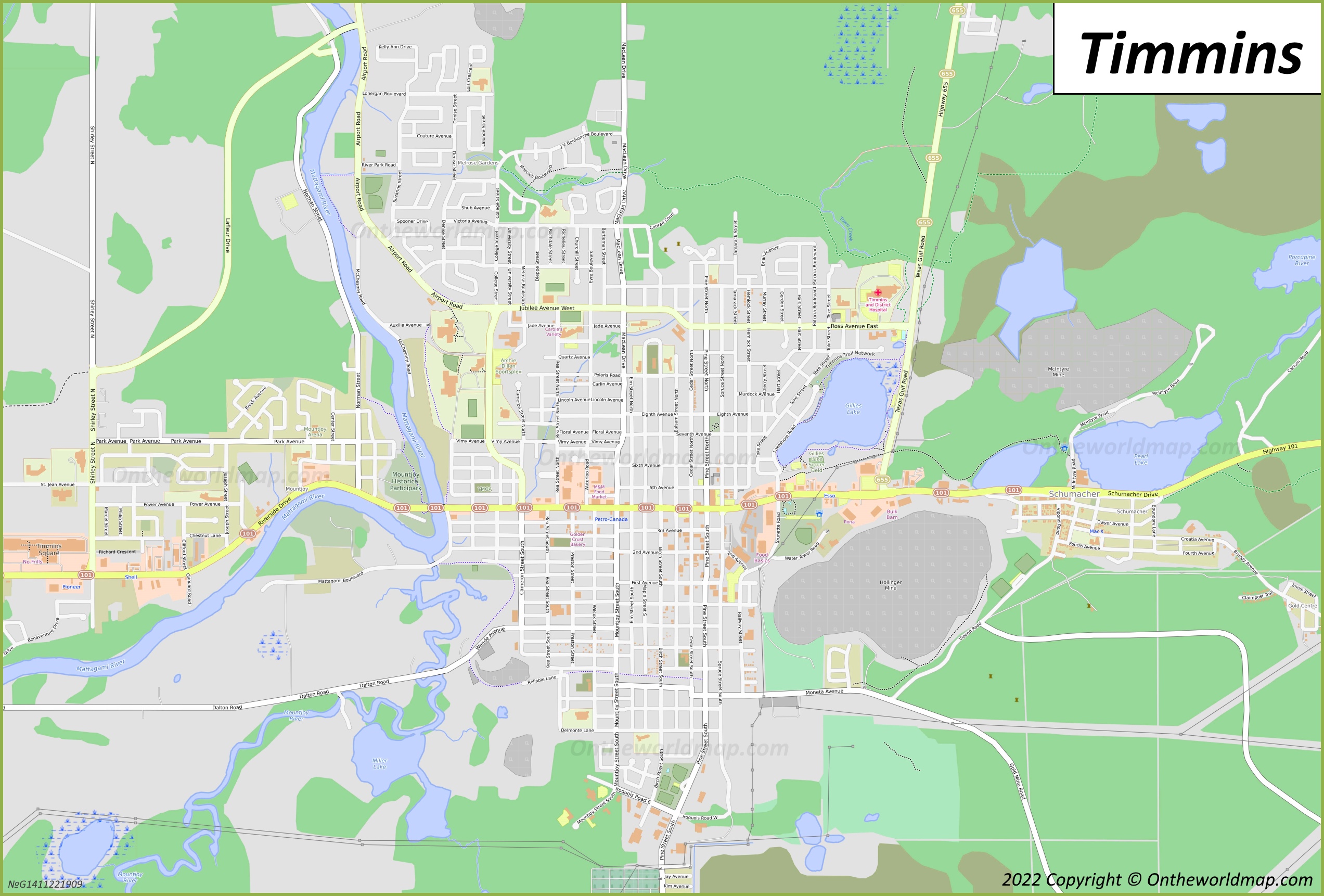 Timmins Street Map