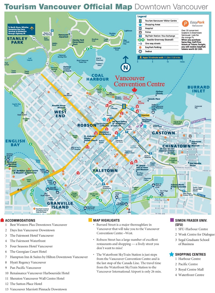 Vancouver downtown map