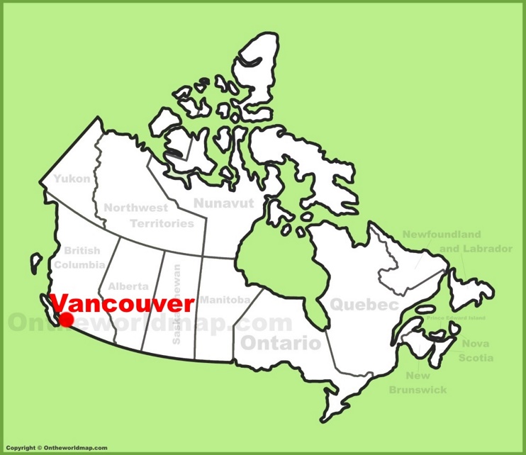 Vancouver location on the Canada Map