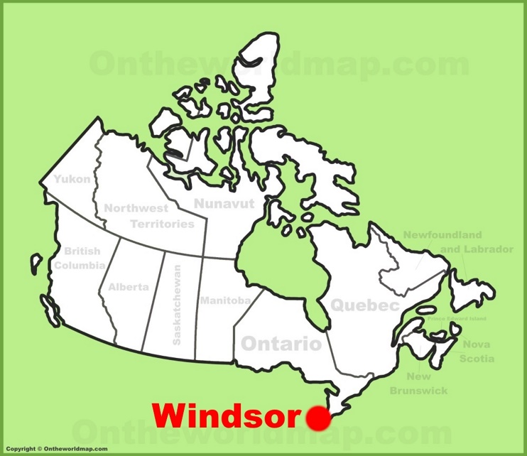 Windsor location on the Canada Map