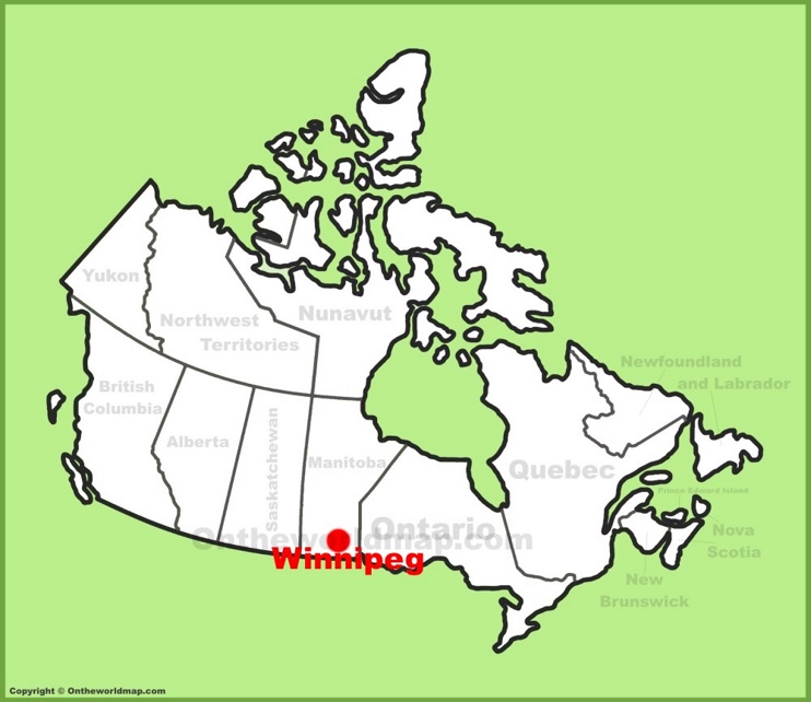 Winnipeg location on the Canada Map