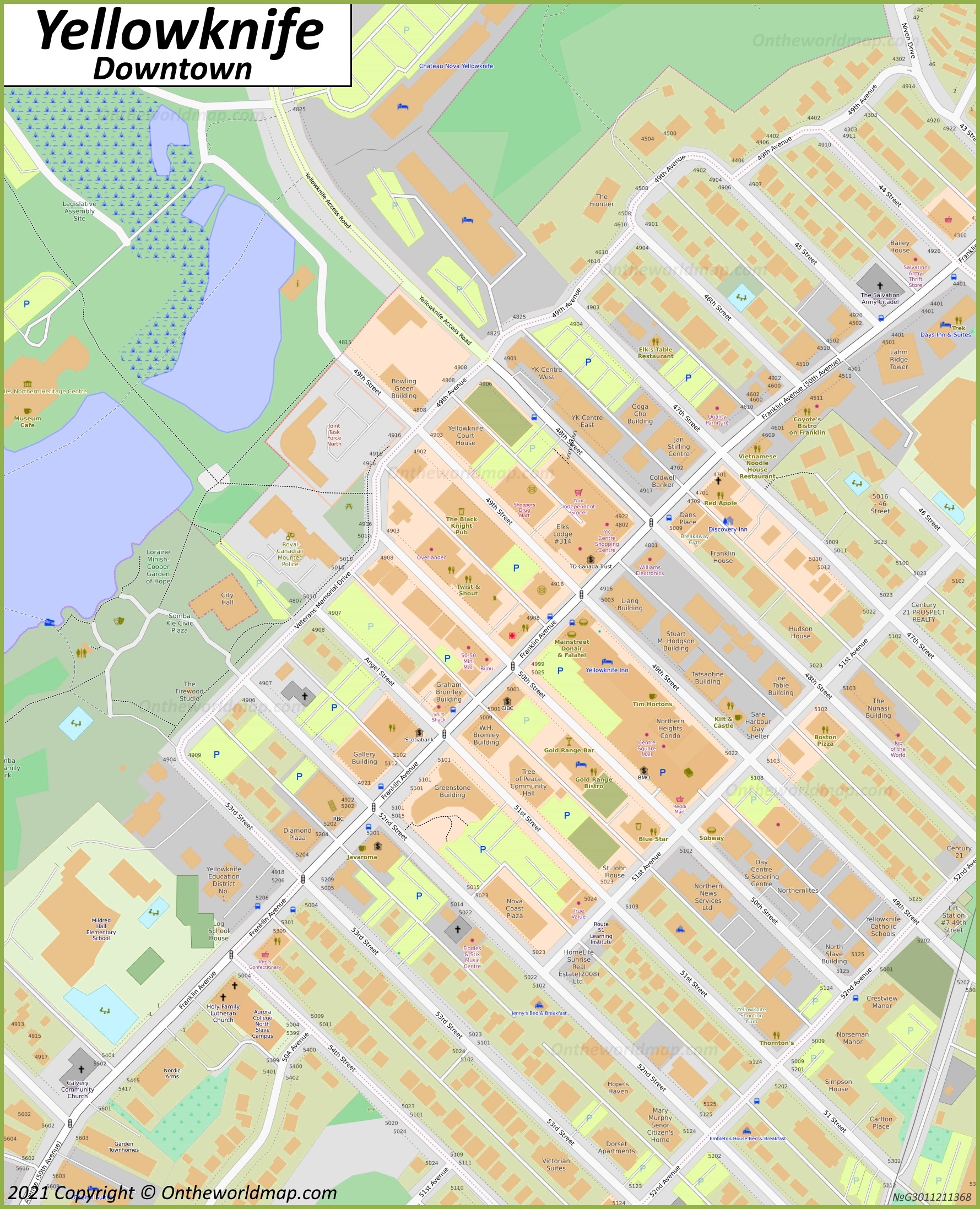 Downtown Yellowknife Map
