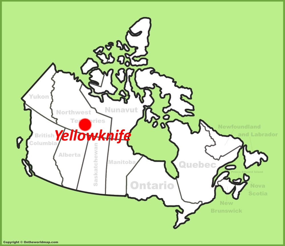Yellowknife location on the Canada Map