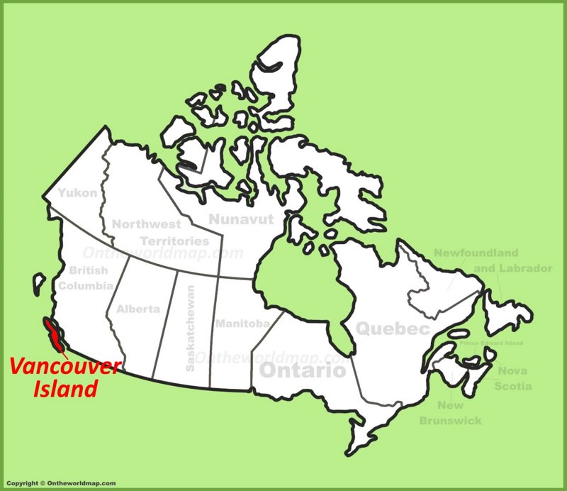 Vancouver Island location on the Canada Map