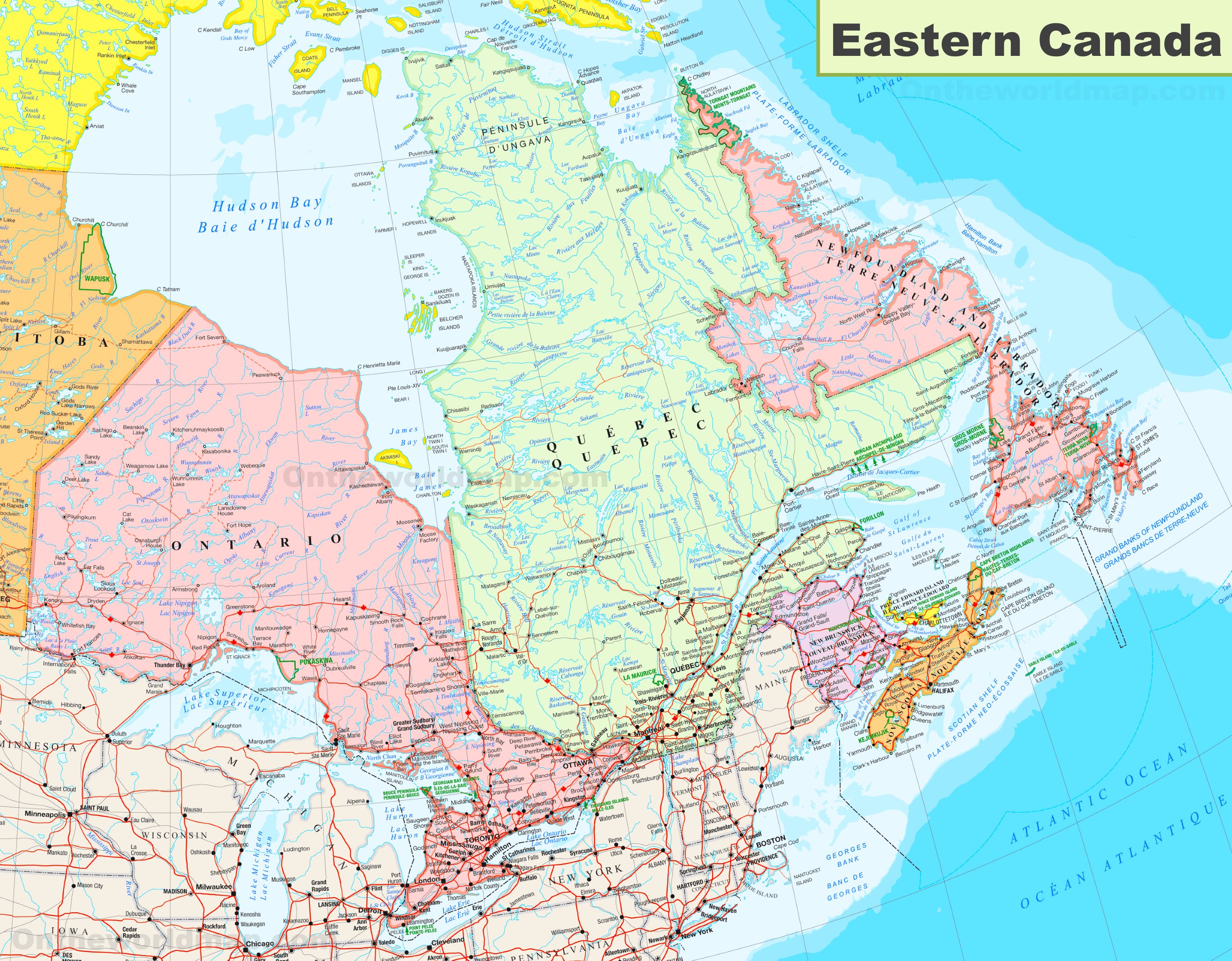 Map Of Eastern Canada With Cities Map Of Eastern Canada