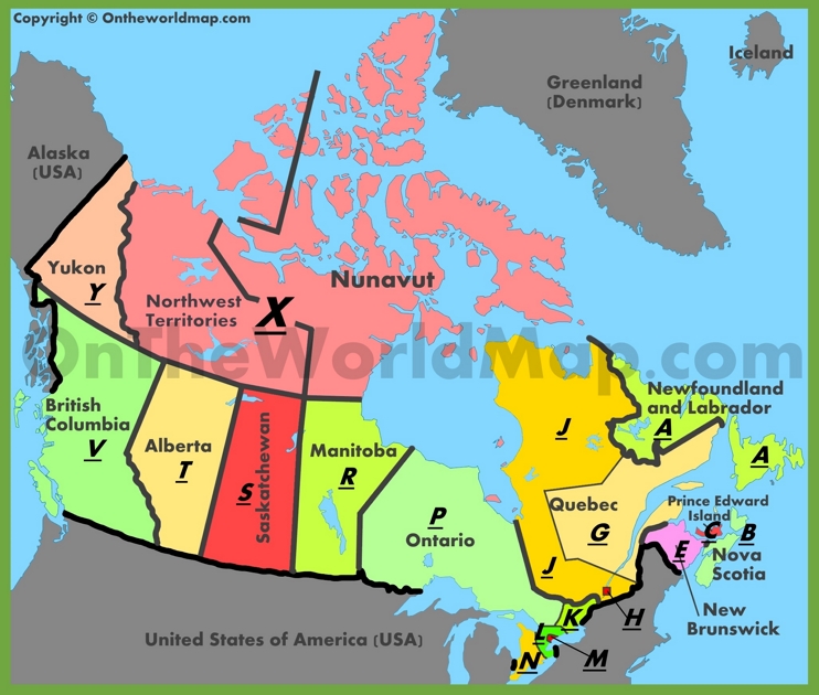 Canadian Area Code Map