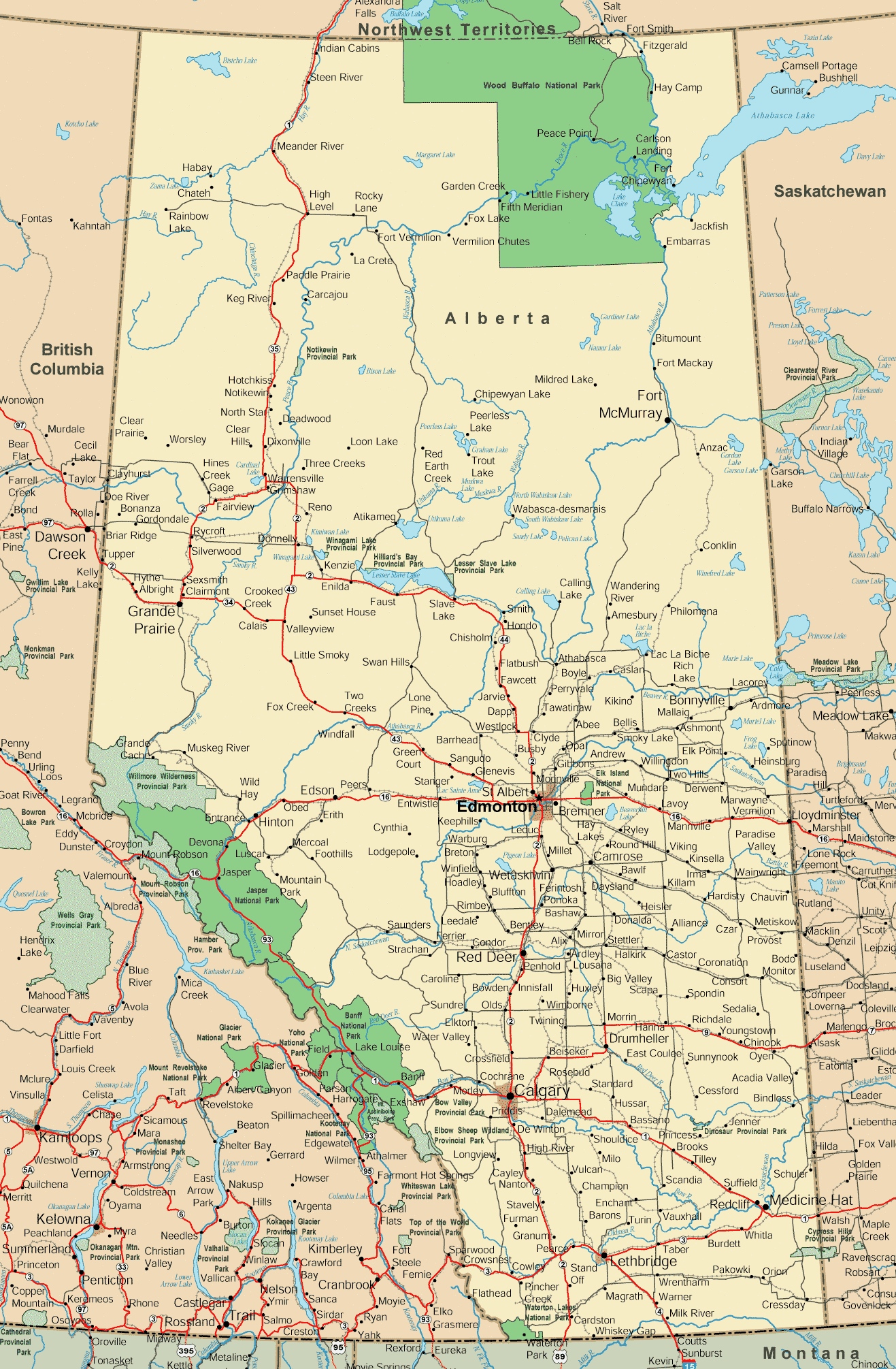 Map Of Southern Alberta And Saskatchewan Alberta Road Map