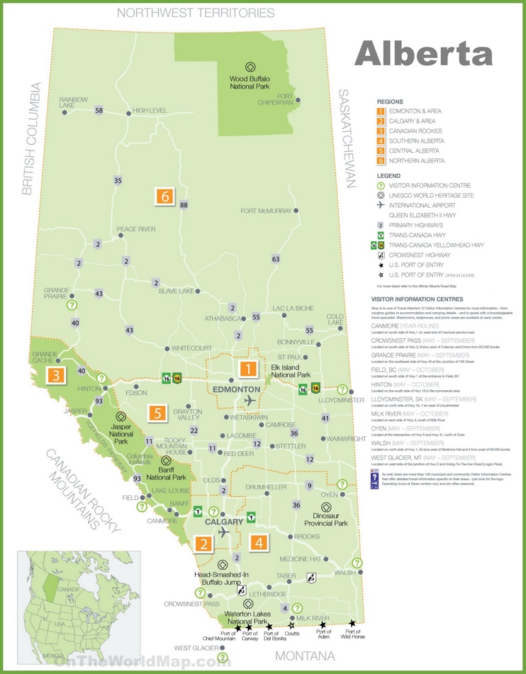 Alberta tourist map