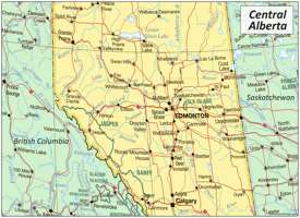 Map of Central Alberta