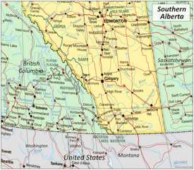 Map of Southern Alberta