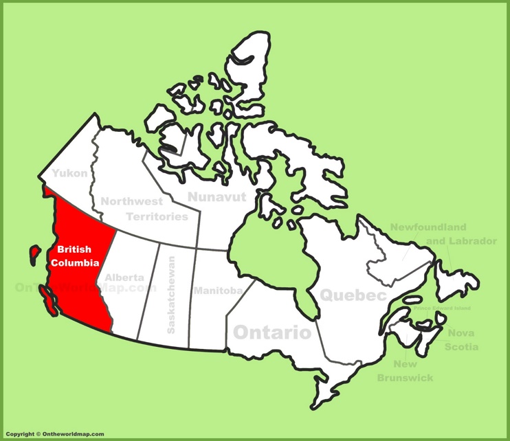 British Columbia location on the Canada Map