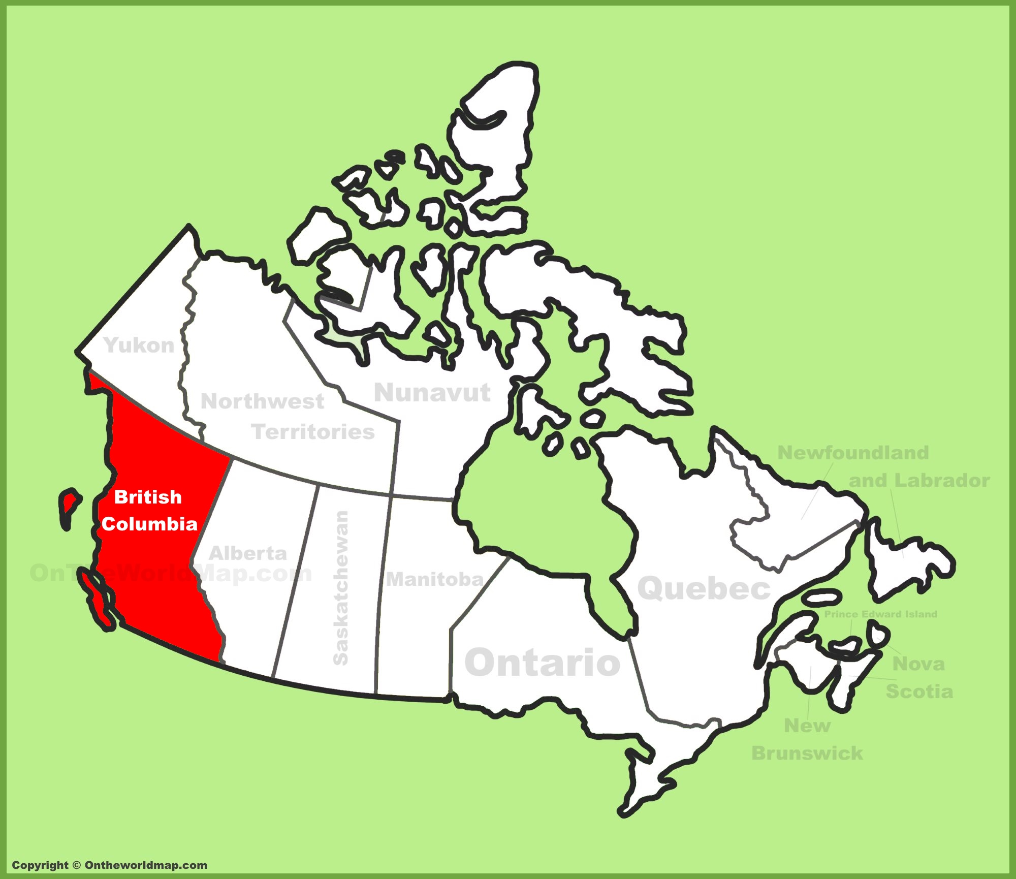 Bc Location On The Canada Map 