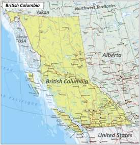 Large detailed map of British Columbia with cities and towns