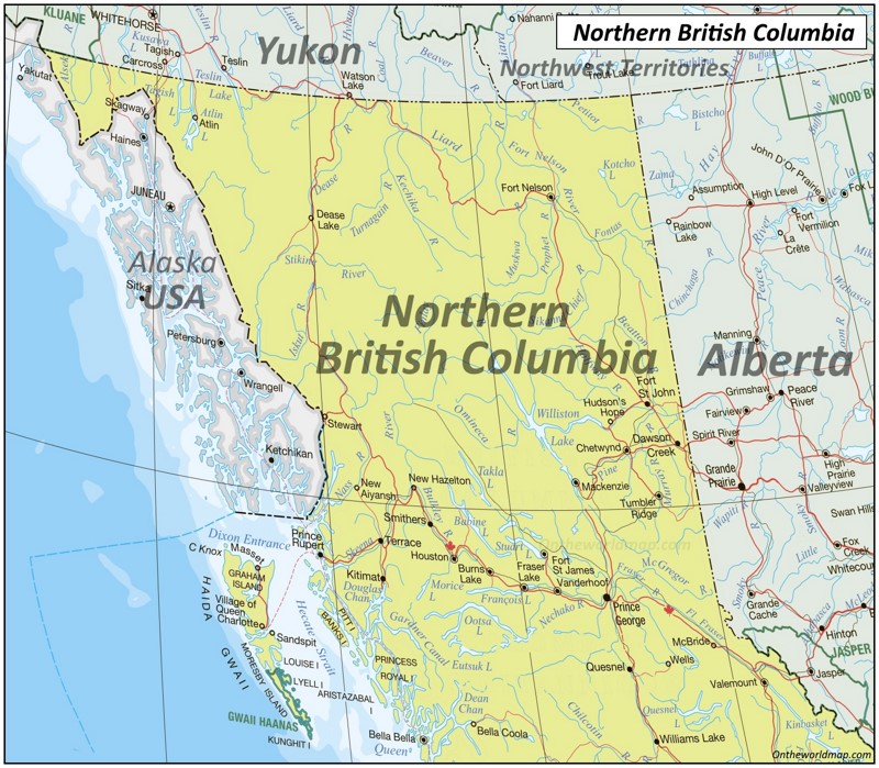 Road Map of Northern British Columbia