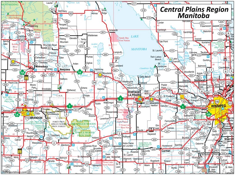 Map of Central Plains - Manitoba