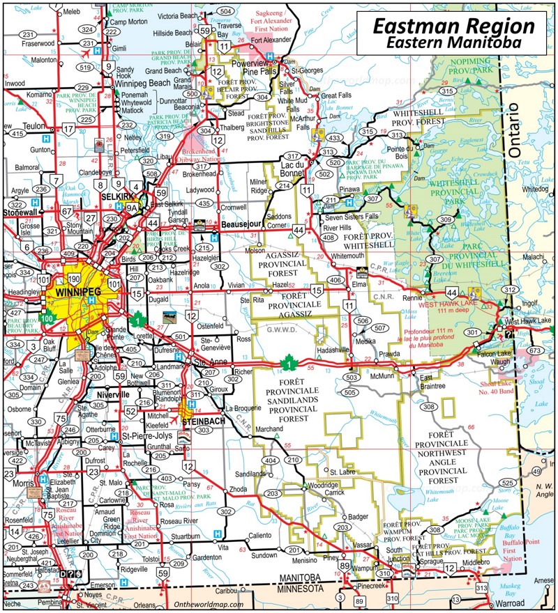 Map of Eastman Region - Manitoba