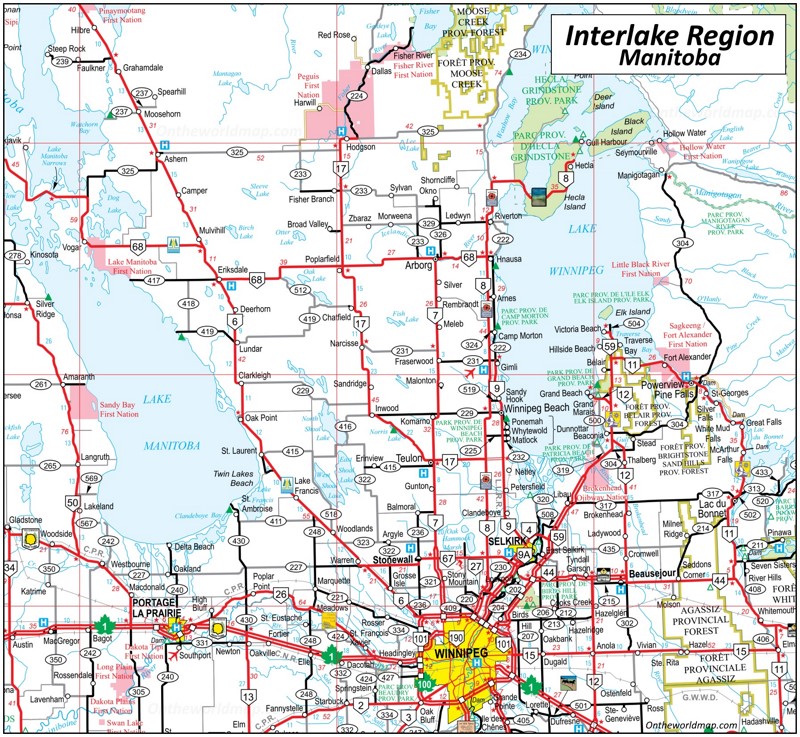 Map of Interlake Region - Manitoba